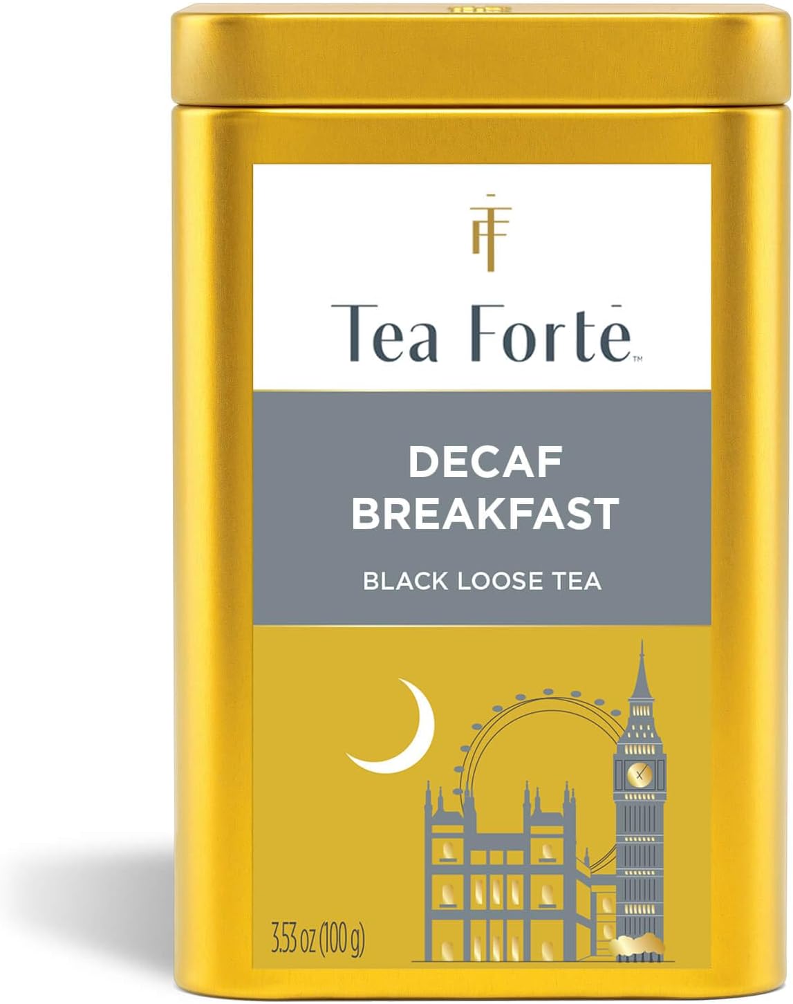 Tea Forte Decaf Breakfast Premium Loose Leaf Caffeine-Free Black Tea Blend Canister, Makes 35-50 Cups