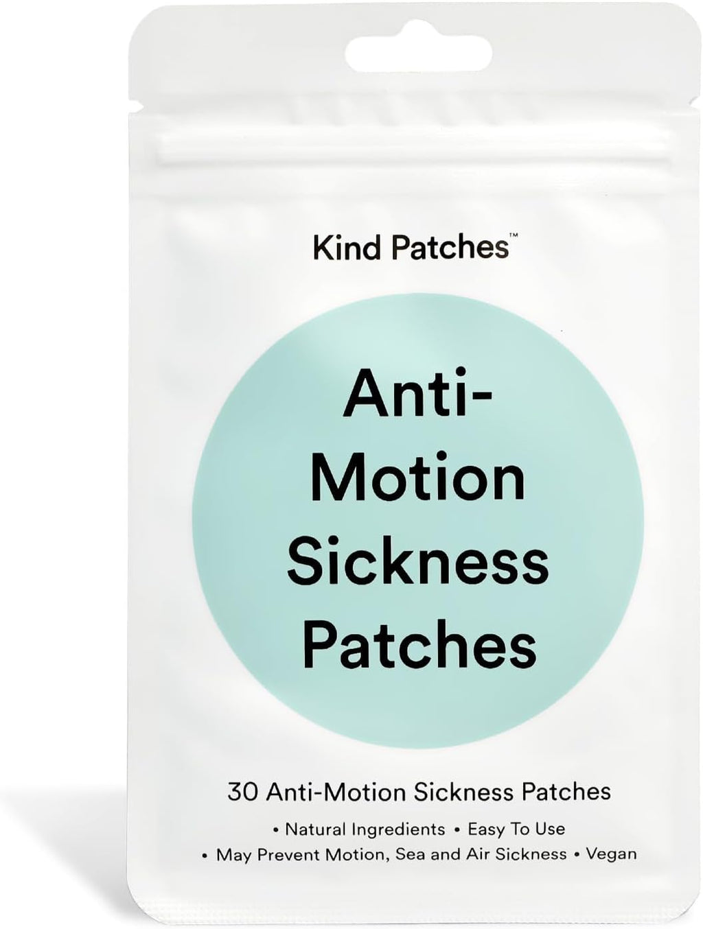 Kind Patches Anti-Motion Sickness Patches - Natural Relief for Motion Sickness - Ginger Root, Mint and Tangerine Peel - Easy Pre-Travel Use - 30 Count