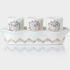 QINLANG White Buddhist 3 Altar Cups Set, Buddha Water Cup Set of 3, Ceramic Holy Water Offering Cups for Altar