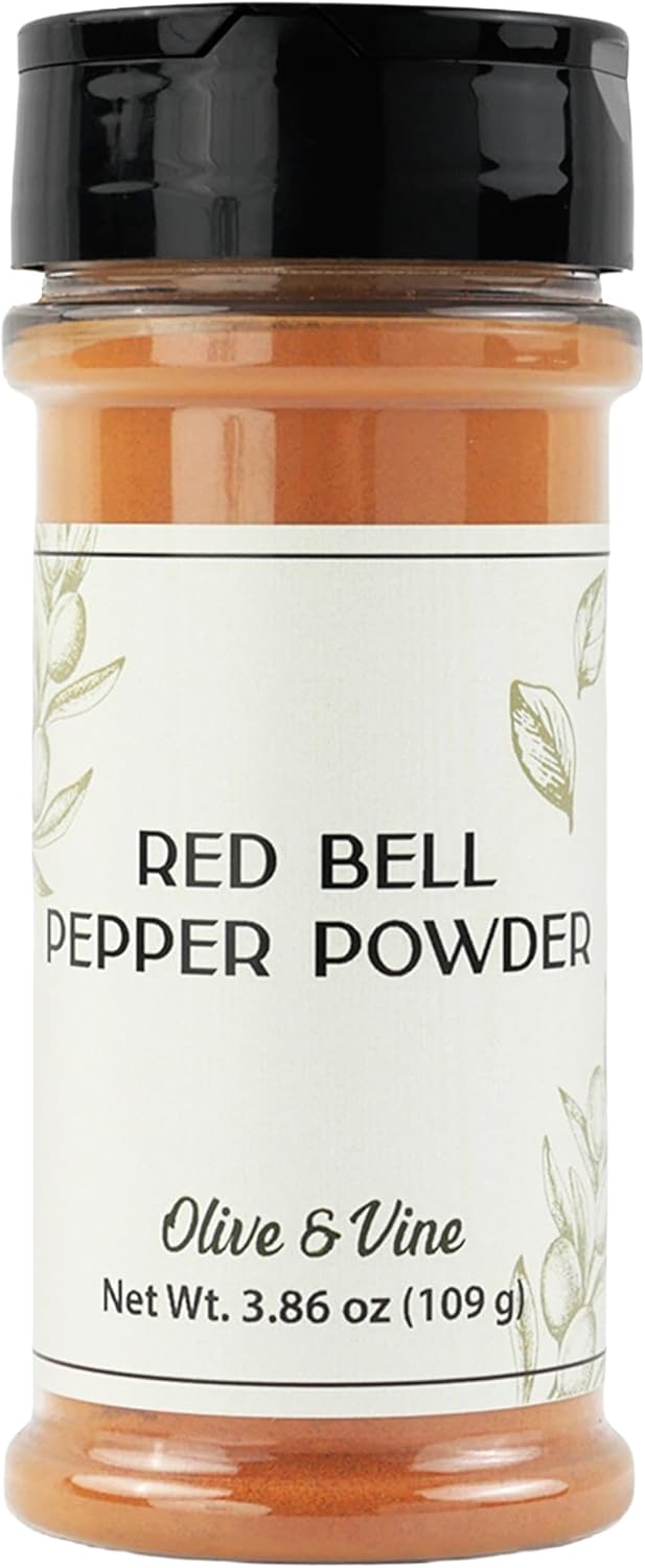 Olive & Vine Red Bell Pepper Powder, Sweet & Vibrant, For Seasoning & Sauces, Rich Tradition, Authentic Taste, For Global Recipes (3.86 Ounce)