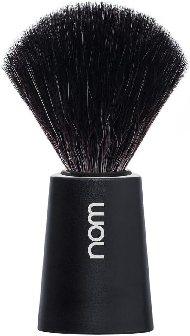 NOM Carl Shaving Brush | Vegan Shave Brush for Shaving soaps and creams | sustainable eco-friendly and reusable |Exfoliating Shaving Brush | Black handle