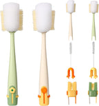 5-in-1 Bottle Cleaning Brush Set,Multifunctional Bottle Brush Cleaner,Bottle Brush Set,Long Handle Water Bottle Cleaner Brush,Straw Cleaner Brushs for Bottles Tumblers Glass Cups (Yellow+Green)