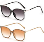 FEISEDY 2 Pack Stylish Reader Sunglasses for Women Fashion Lightweight UV400 Protection Full Lens Reading Glasses B0321