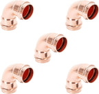 Copper Press Fittings 90 degree Elbow Copper Coupling Zero Lead PxP 1 inch x 1inch for Residential Commercial 5-Pack