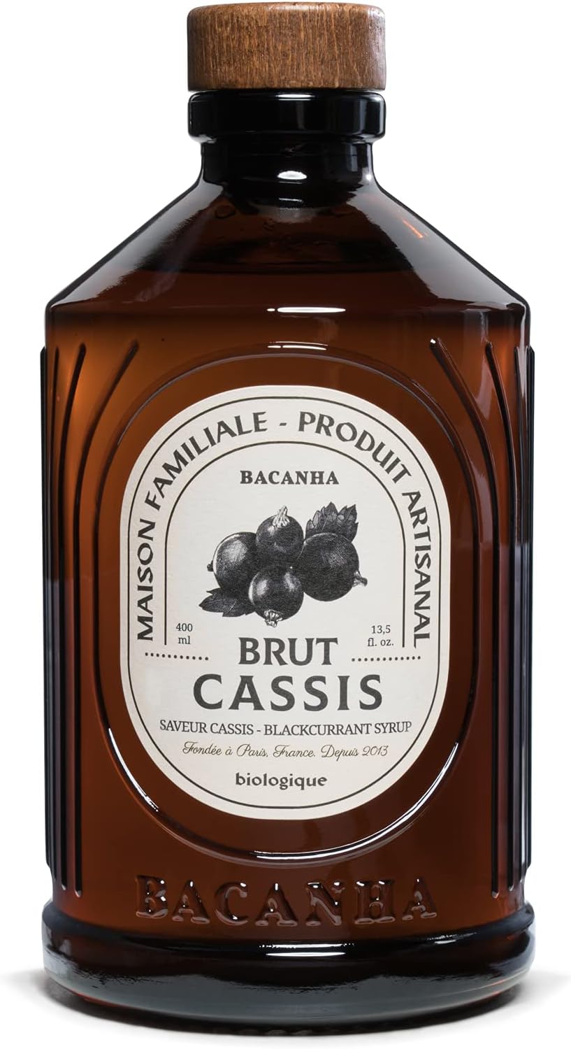 Bacanha- Organic and Raw Syrup - Blackcurrant Flavour - For Cocktail, Aperitif and Water - 400 ml