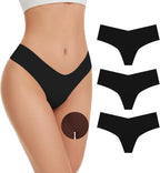 OVRUNS Camel Toe Underwear for Women Low Waist Camel Toe Thong Seamless Workout Cameltoe Proof Concealer Panties 3 Pack