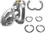 Male Protective Cage Fitness Accessories, Open Ring Design with 4 Size Rings and Invisible Lock -A49CCUS (Transparent, Long：A)