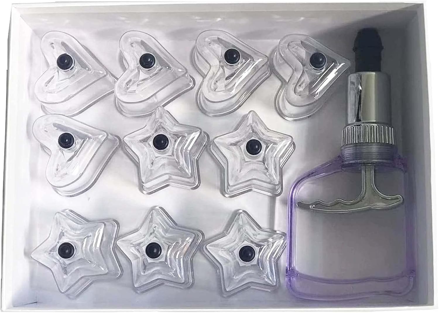 10Pcs Heart and Star Shaped Cupping Cups 1 Cupping Gun Plastic Vacuum Cupping Therapy Set Cupping Kit Massager with Box