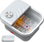 LUBBYGIM New Collapsible Foot Spa Bath with Heat, Foldable Foot Bath Massager with Bubble, Red Light, 6 Shiatsu Massage Rollers, Foot Soaking Tub with Temperature Control for Soft Feet & Relax(Gray)