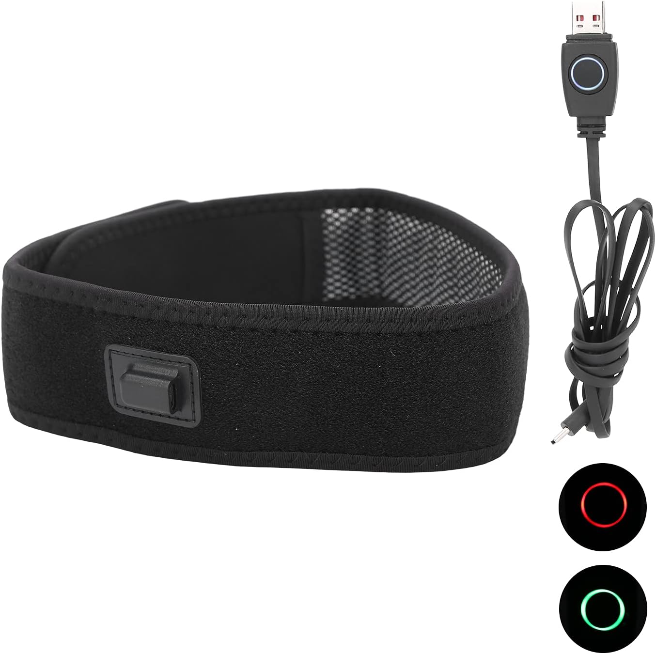 Heated Head Wrap, 5V Electric Head Wrap, Carbon Heating 3 Gears Temperature Adjustment Head Belt Wrap Black