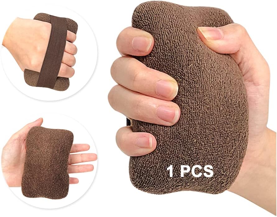 Zelen Palm Grip Protector for Hand Contracture Finger Cushion Palm Hand Splint for Contractures Palm Guard Cushion Grip with Elastic Band for Bedridden Patients Care (Brown, 1-PCS)