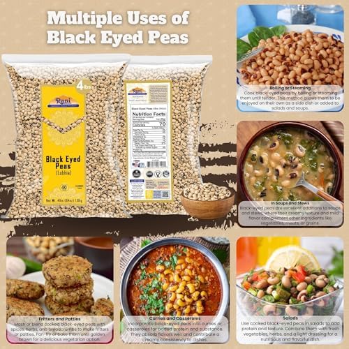 Rani Black Eyed Peas, Dried Cowpeas (Lobhia) 64oz (4lbs) 1.81kg Bulk ~ All Natural | Vegan | Kosher | Gluten Friendly | Product of USA