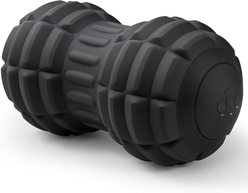 Vibrating Peanut Massage Ball for Plantar Fasciitis, 4-Speed Portable Massage Roller for Foot, Neck, Back, and Body - Deep Tissue Myofascial Release Mobility Ball Muscle Relaxer (Black)