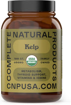 Complete Natural Products Organic Icelandic Sea Kelp Capsules - Pure 600mg Capsules, 100 Pills, Raw Seaweed & Thyroid Support Supplement