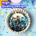 7.5 Inch Pirate Adventure Cake Topper – Round Edible Birthday Cake Decorations, Happy Birthday Cake