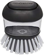 KitchenAid Soap Dispensing Palm Brush with Built in Easy to Fill Soap Dispenser, Non Slip Grip for Easy Cleaning, Safe on Non Stick Cookware, 2.95 x 2.17 x 3.54 inches, Black