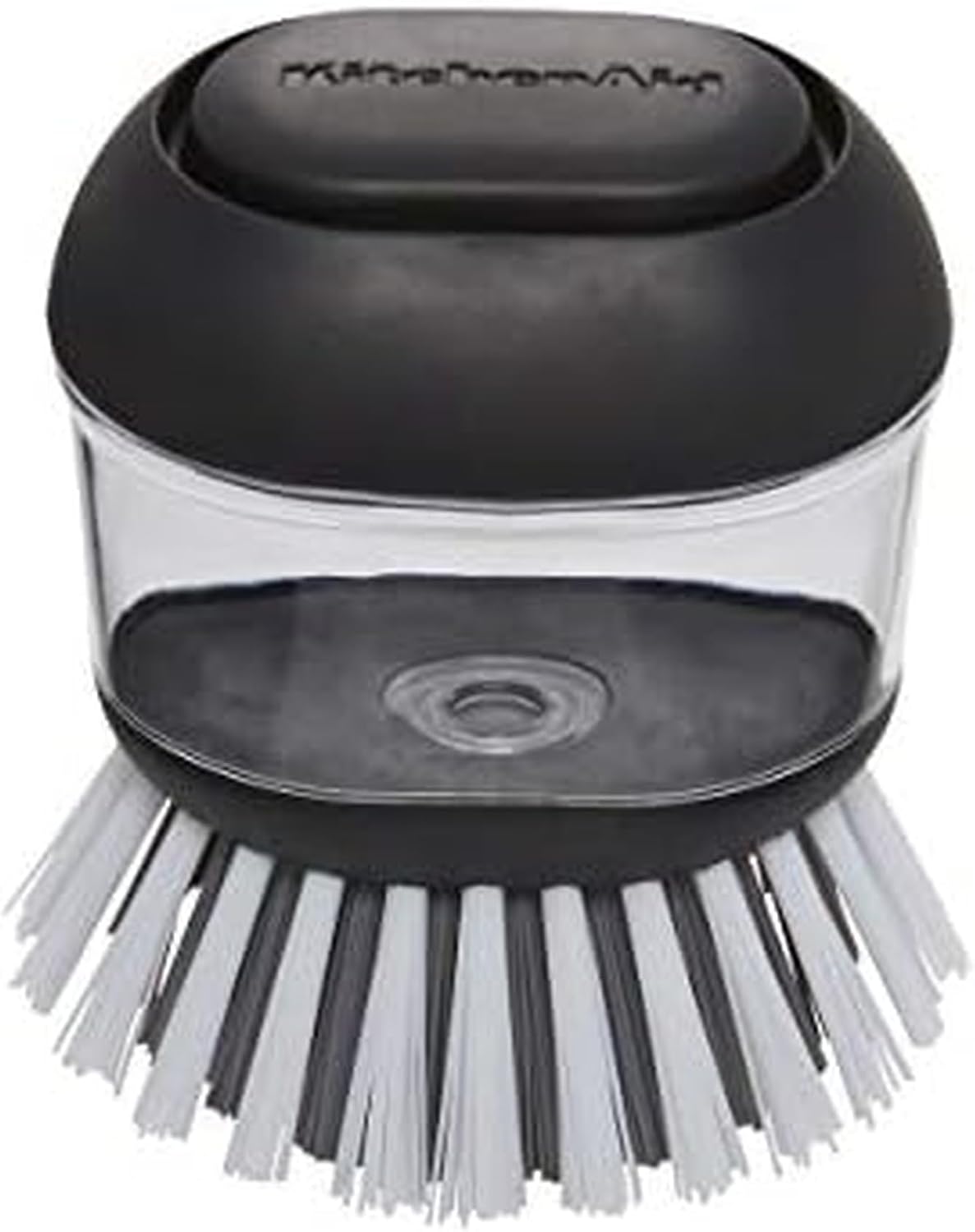 KitchenAid Soap Dispensing Palm Brush with Built in Easy to Fill Soap Dispenser, Non Slip Grip for Easy Cleaning, Safe on Non Stick Cookware, 2.95 x 2.17 x 3.54 inches, Black