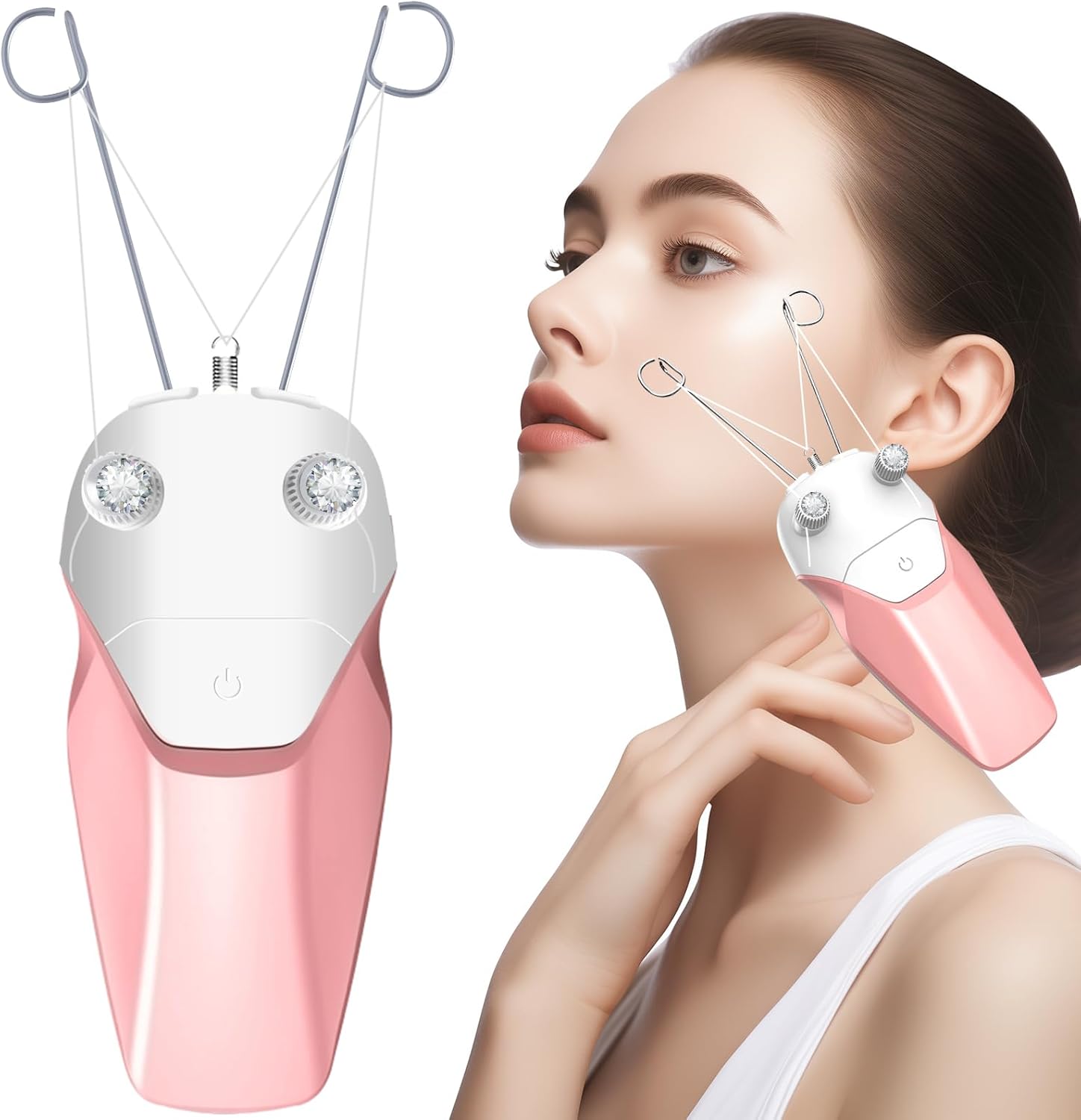 WAYCOM Facial Threading Hair Removal for Women, USB Rechargeable Electric Hair Removal Device - Threading Epilator Face Razors for Women, Chin, Lip, Arms, Legs, Cotton Thread & Pearl Powder Included
