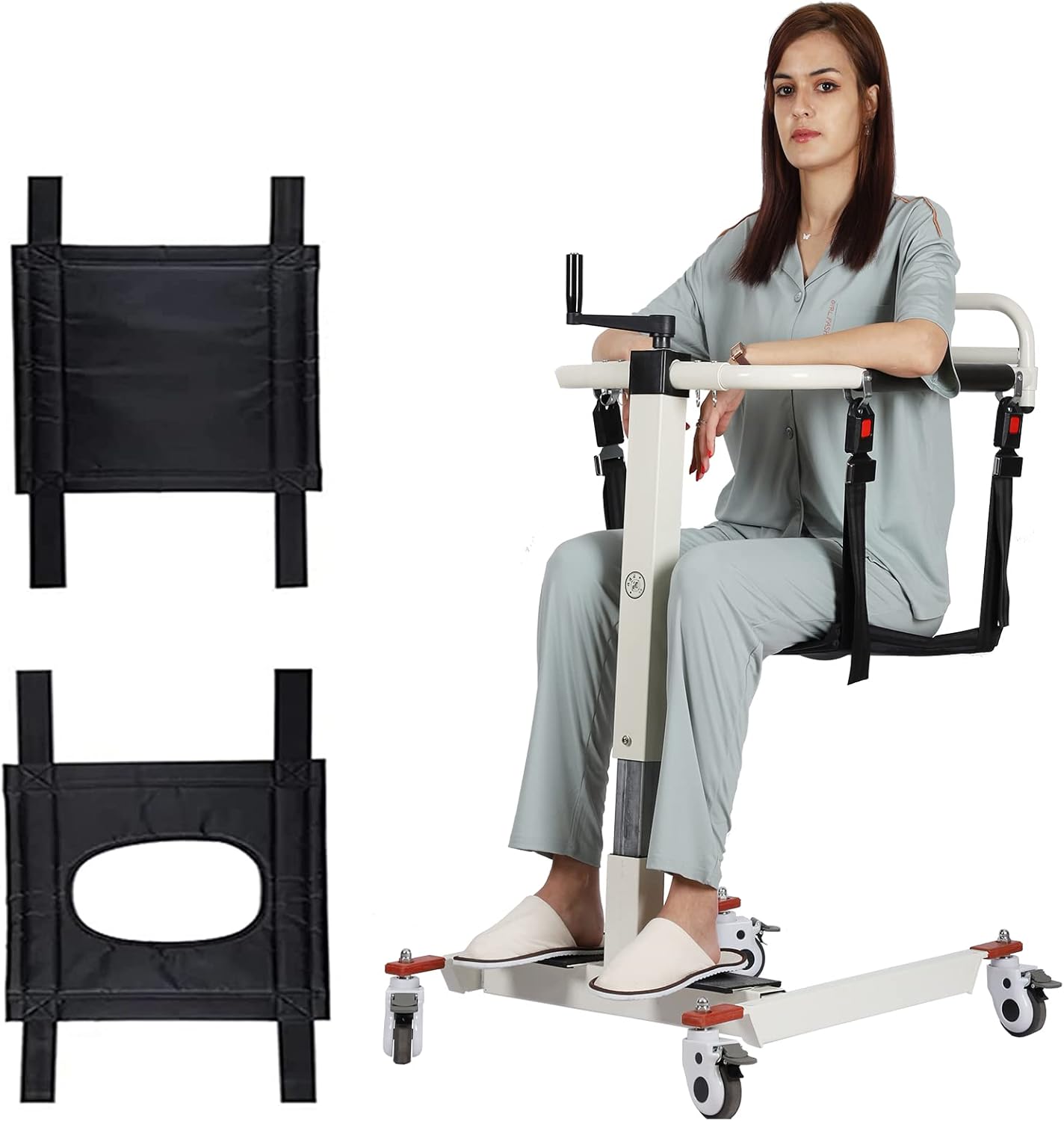 Patient Lift Transfer Chair, Patient Lift for Home Wheelchair Portable Car Lift Aid Transport Chair, Lightweight Bedside Bathroom Wheelchair for Caregivers Elderly Living (Basic Backrest)