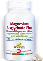 New Roots Herbal Magnesium Bisglycinate Plus, 120 Veggie Capsules 60-Day Supply - 150mg Elemental Magnesium, Supports Active Living, Non-GMO, Gluten-Free, Gentle on Digestion with Superior Absorption