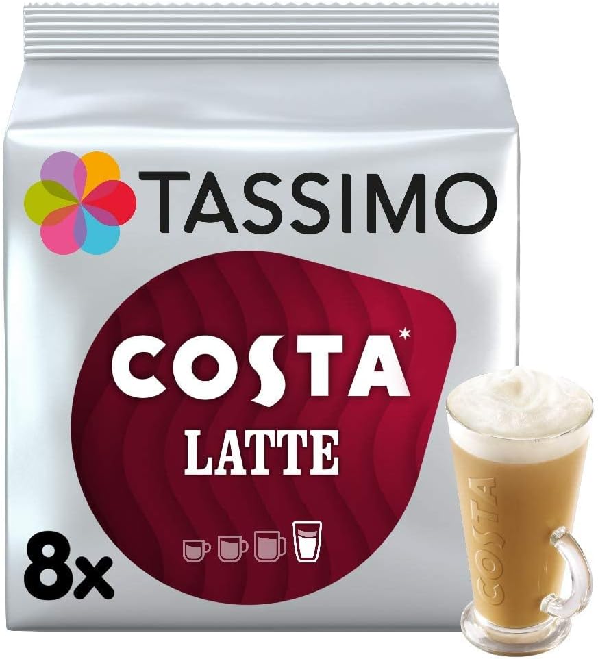 TASSIMO Costa Latte 16 discs, 8 servings (Pack of 5, Total 80 discs, 40 servings)
