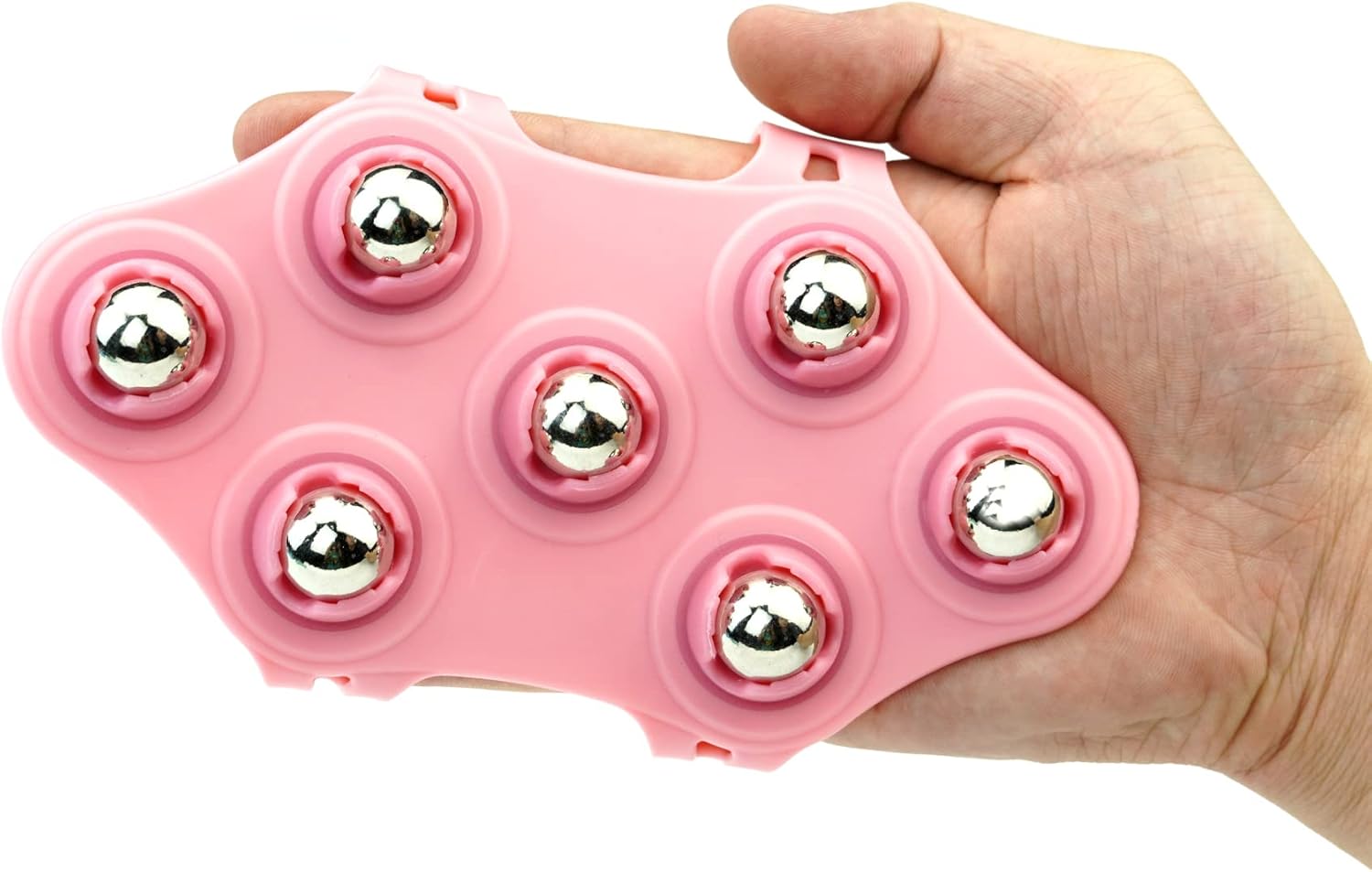 Glove Massager Palm Shaped Hand Massage Manual 7 360-degree-roller Mental Roller Ball﻿ Pink