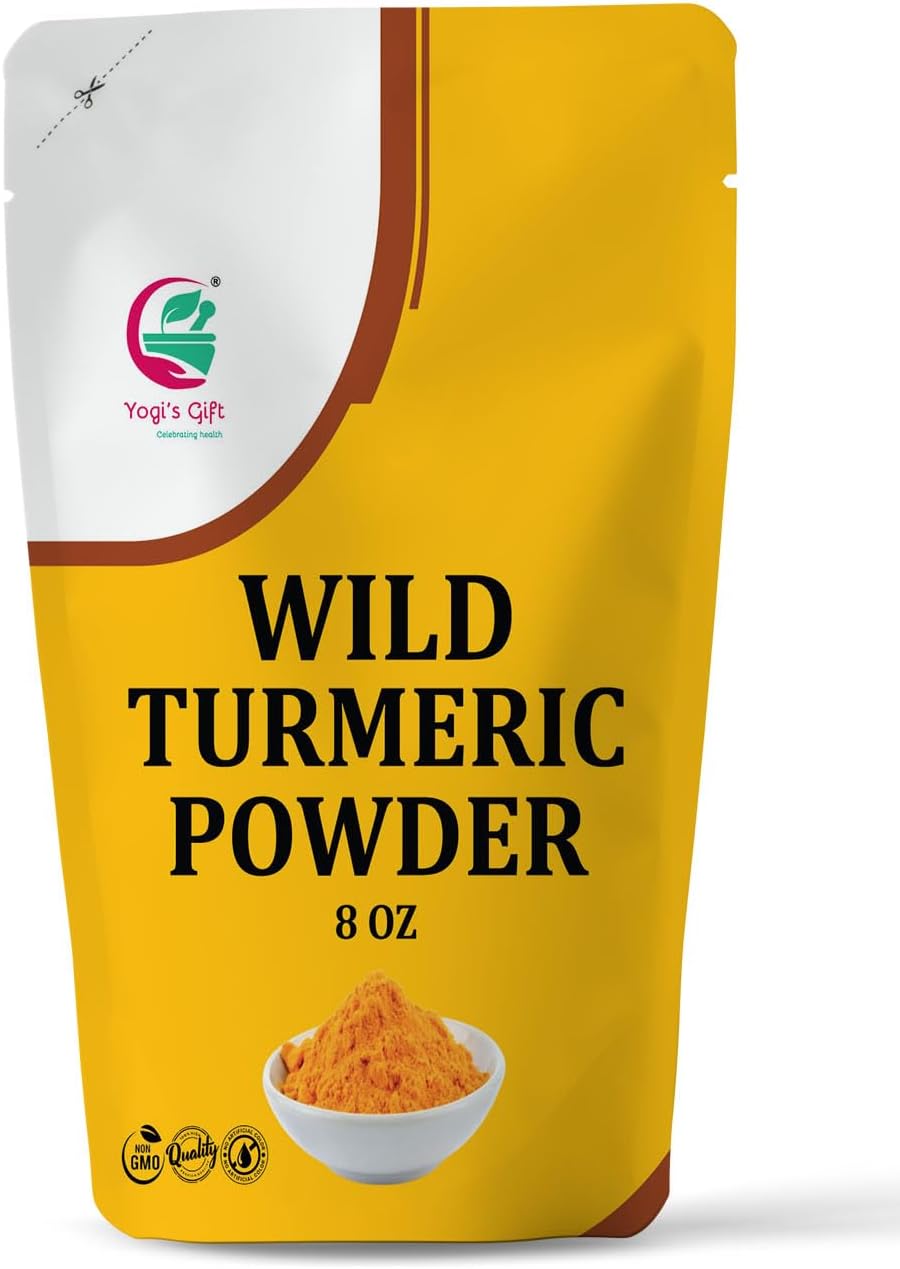 100% Pure Wild Turmeric Powder For Face | 8 Oz (227 grams) | Kasturi Manjal | Curcuma Aromatica | Amba haldi | Promotes Glowing Skin | By Yogi's Gift®