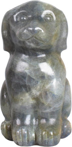 Hand-Carved Natural Labradorite Crystal Dog Sculpture for Spiritual Healing Energy Stone,Feng Shui Wealth Protection Figurine, Home,Office Desk Decor,Unique Gift for Pet Lovers,Birthday.