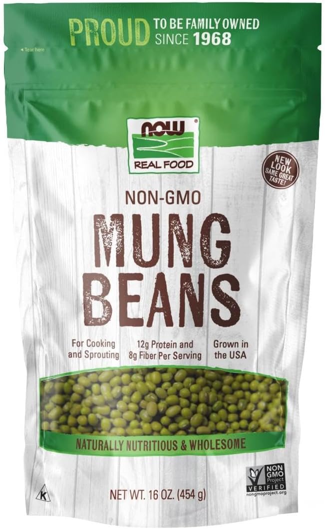NOW Foods, Mung Beans, For Cooking and Sprouting, Excellent Source of Protein and Fiber, Grown in the USA, 1-Pound (Packaging May Vary)