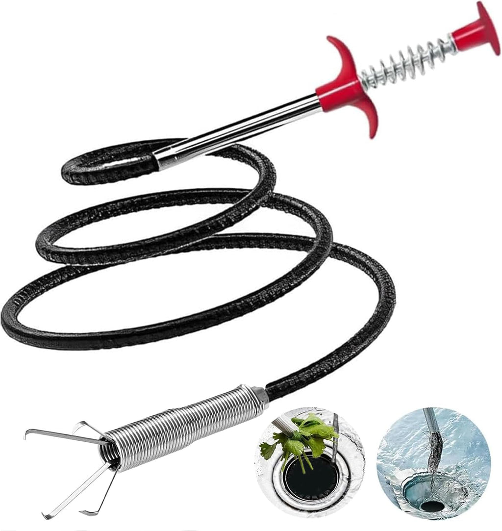Drain Snake,79 inch Flexible Grabber Claw Pick Up Reacher Tool,Drain Clog Remover - Gutter Cleaning Tools for Home Sink, Bathroom Tub,Drain, Toilet, Tight Spaces