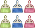 6 Pack Mini Dustpan and Brush Set - Small Whisk Broom with Handle, Nesting Tiny Cleaning Broom & Dust Pan, Handheld Cleaner for Table, Desk, Keyboard, Cars & Pet Nests