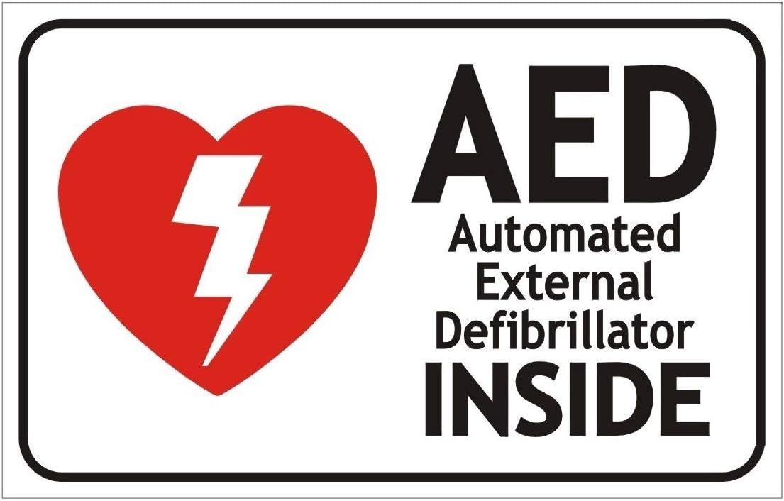 Aed Inside Sign - Automatic External Defibrillator Insdie Sign (White, Double Sided Tape,Aluminium, White3.5X5.5, Aluminium Rust Free,W)