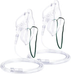 ANSNF 2 Pack Oxygen Mask for Face Adult with 6.6' Tube & Adjustable Elastic Strap - Size L (Clear) - NO CUP