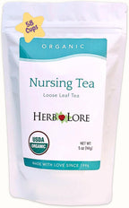 Herb Lore Organic Nursing Tea - 58 Servings - Loose Leaf - Fenugreek Free Lactation Tea with Moringa for Breastfeeding Moms
