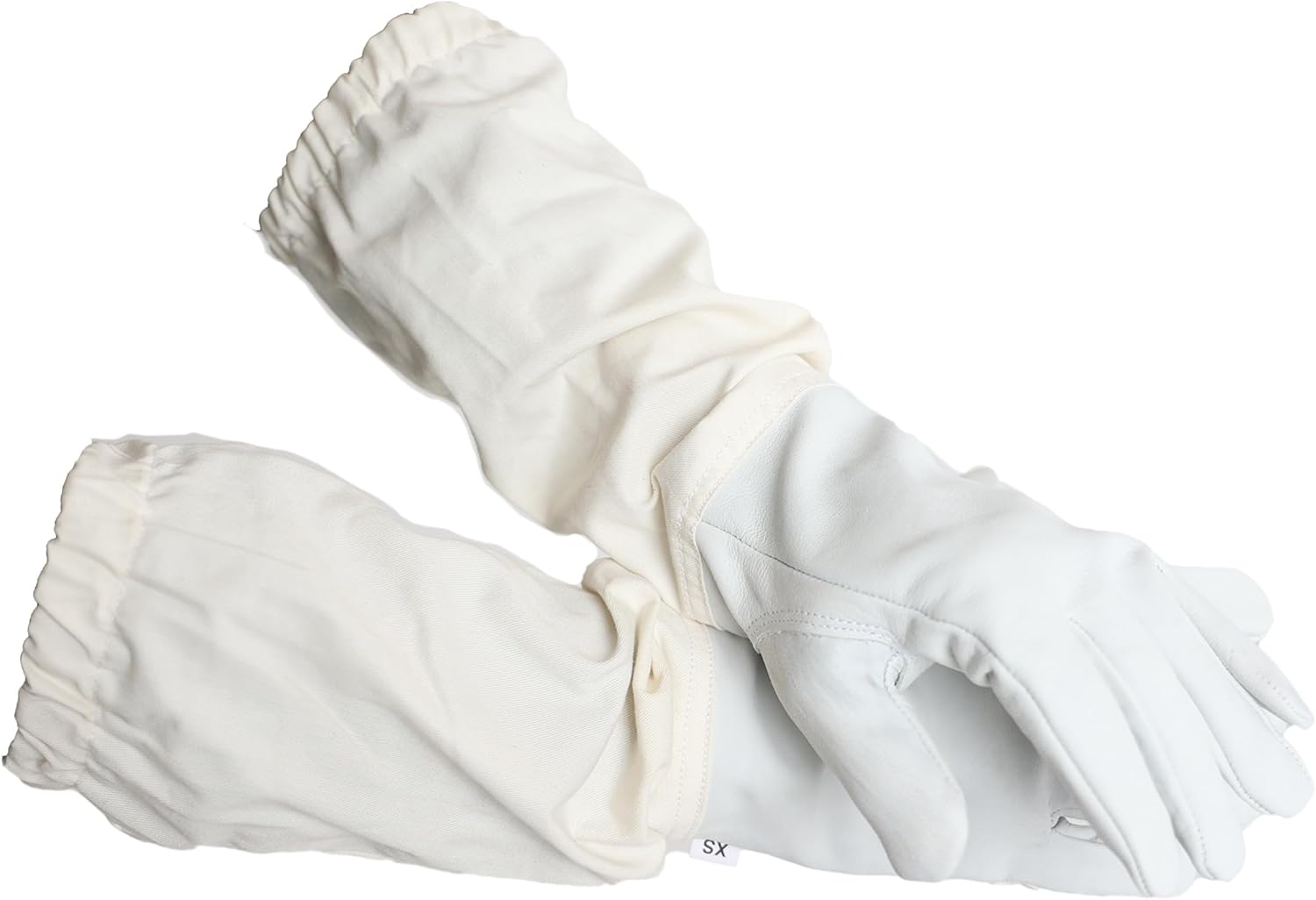 Beekeeping Gloves – Goatskin Leather Bee Gloves for Men and Women, Bees Protective Gear with Long Canvas Sleeves and Elastic Cuffs for Hobbyists and Professional Beekeepers (Small)