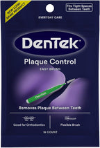 Dentek Plaque Control Interdental Brushes - Tight, 16 Count - Easy-Brush Interdental Plaque Remover with Fluoride - Cleans Tight Spaces Around Teeth, Braces & Other Dental Appliances