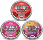 Retro Sours Candy Variety Pack (3 Pack) Hard Tangy Candy Assorted Flavors – Raspberry, Red Apple & Passionfruit – Tin Candy Bundle (Red Apple Raspberry Passionfruit 3 Pack)