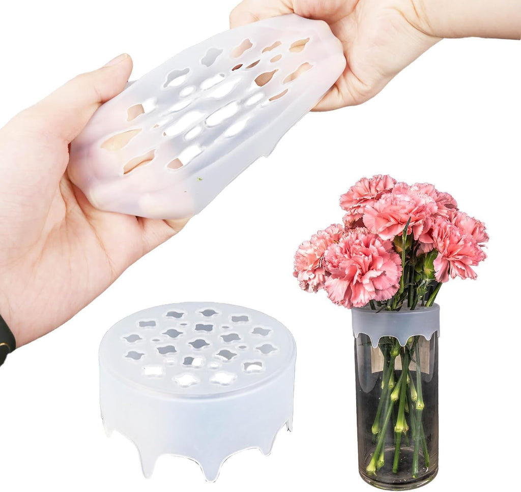 Silicone Blossom Grid Flower Arranger, 2026 New Flexible Floral Stem Holder for Vases, Water Proof & Reusable Flower Grid for Easy DIY Arrangements (Clear-2PCS)
