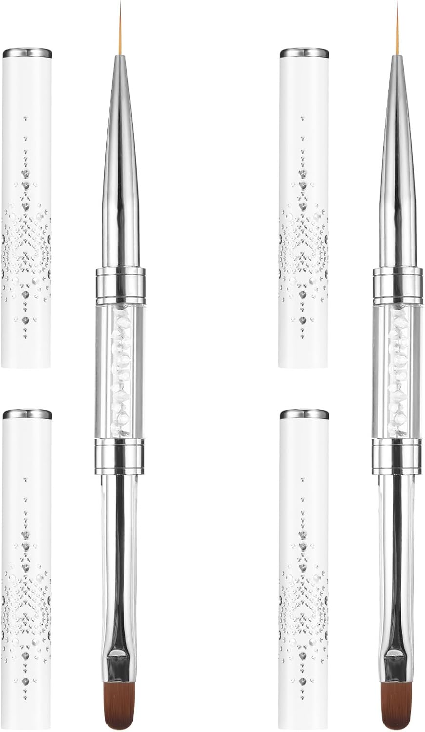 cobee 2 Pcs Double Ended French Tip Brush Hard Gel, Nail Builder Gel Brush, Brush Liner for Design Professional Nail Art