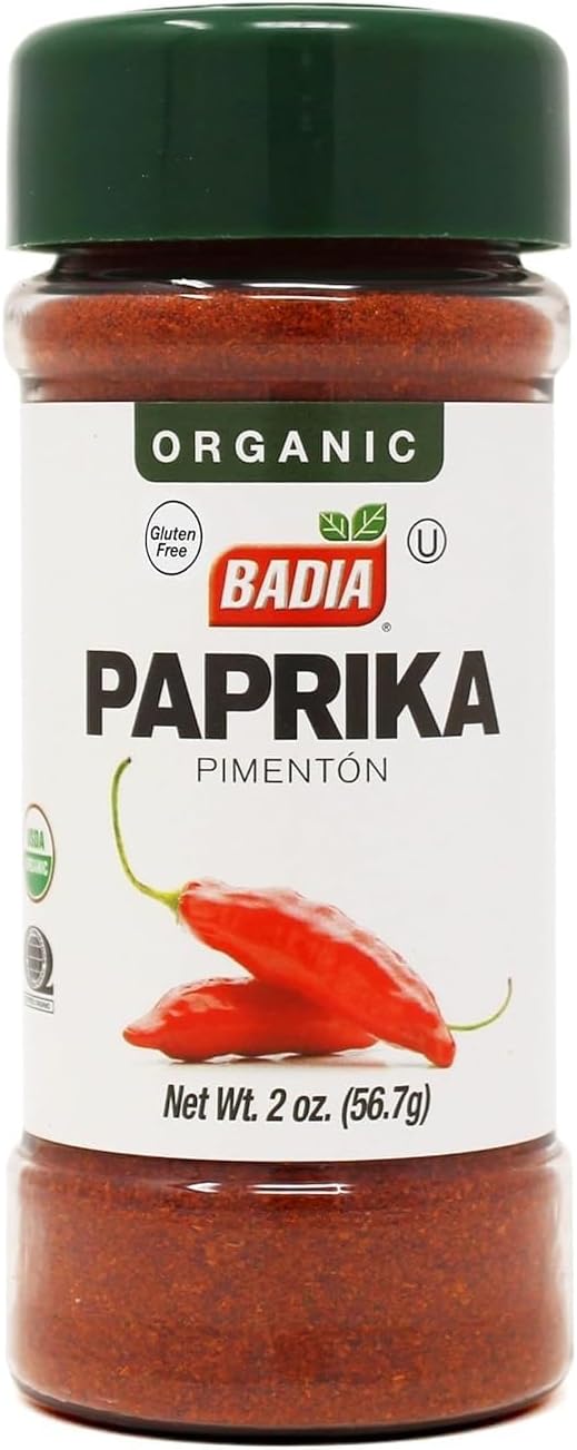 Badia Organic Paprika, 2 oz – Sweet & Smoky Flavor, Ground Red Pepper for Cooking, Seasoning, and Garnishing
