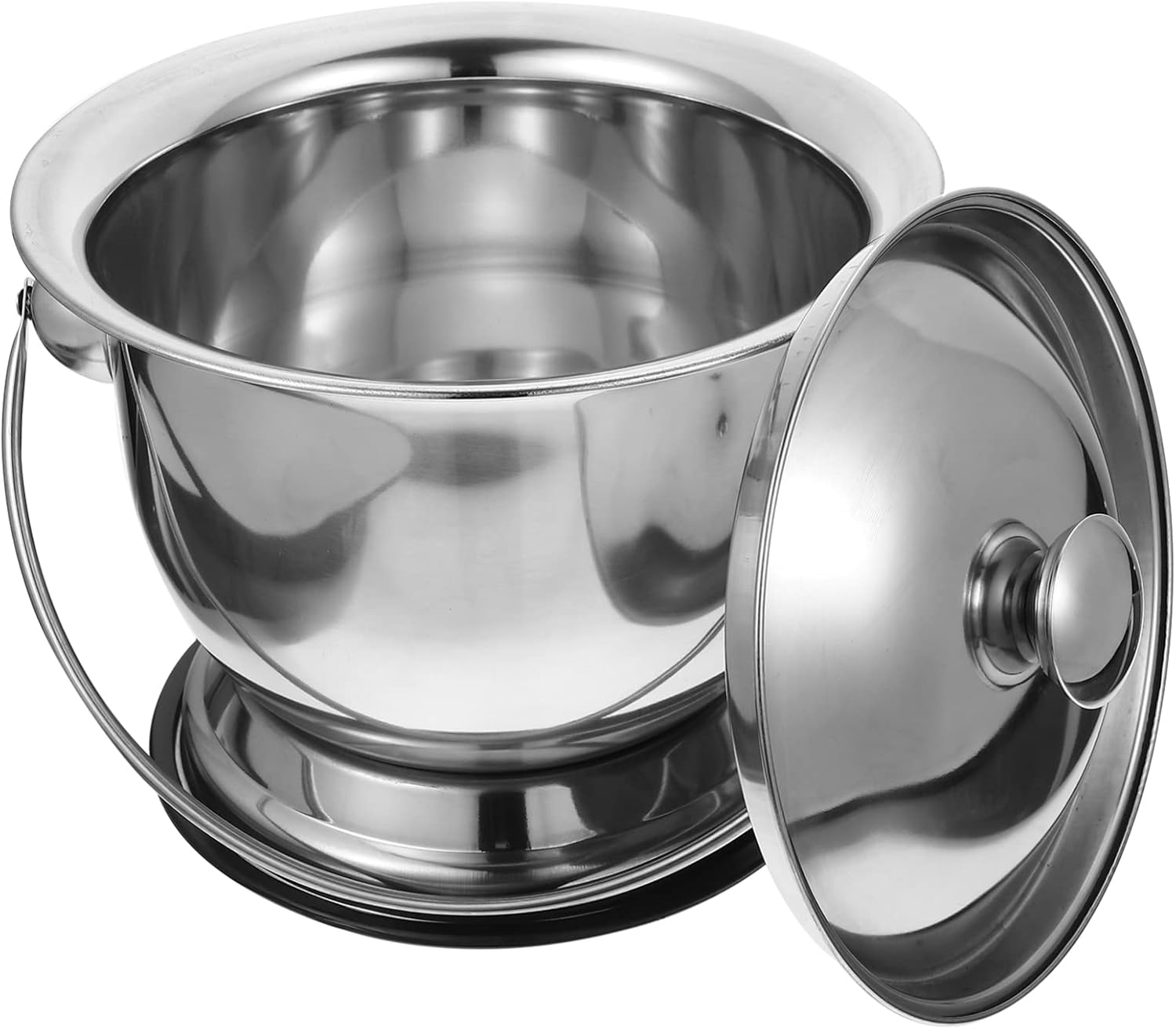 Zerodeko Chamber Pot Stainless Steel Spittoon with Lid Portable Urine Pots Urine Bedpan Chamber Bottle Potty Pee Bucket to for Bedside, Travel Elderly, Adults, Kids