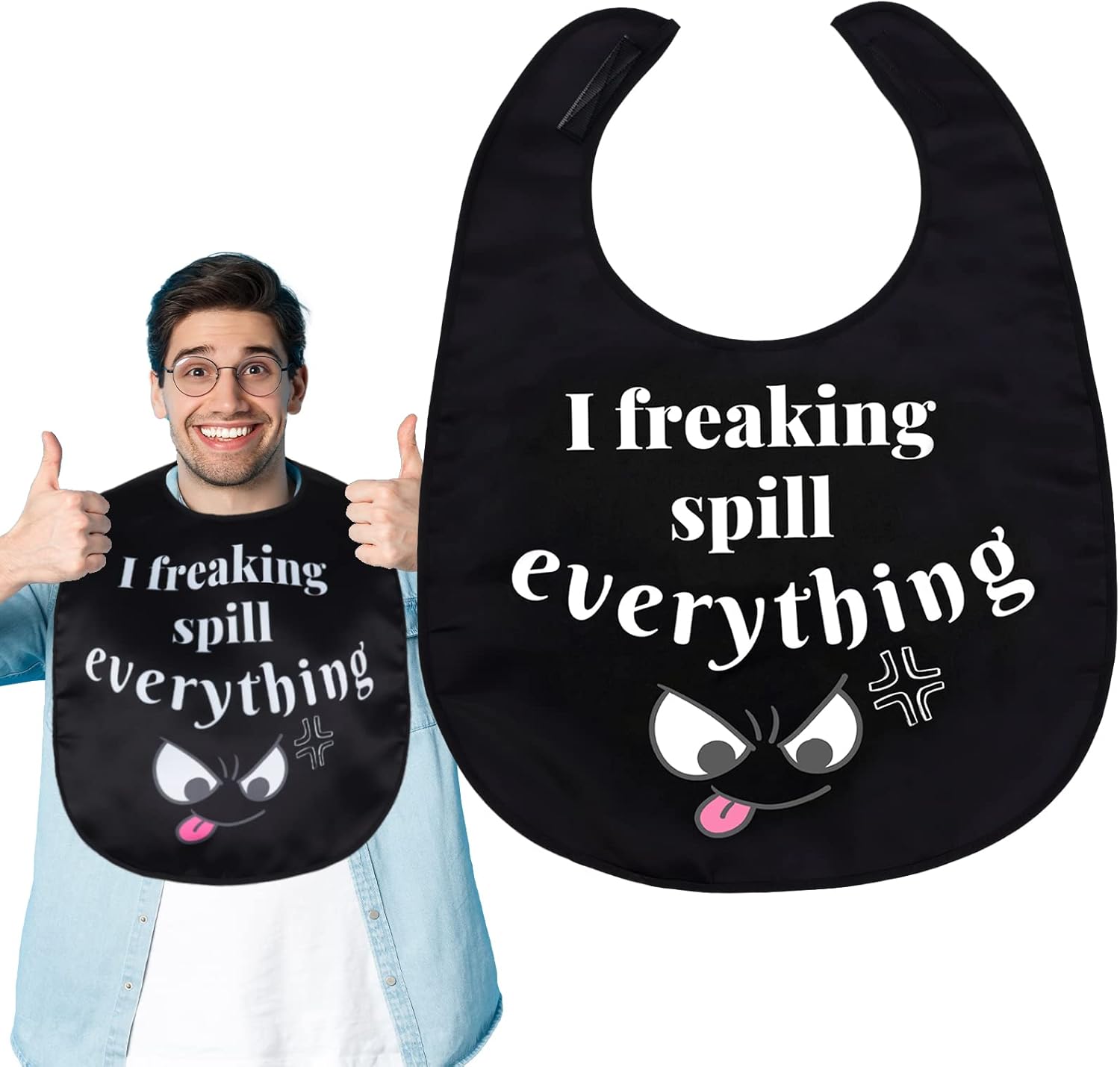 Funny Adult Bibs for Eating Man Women Elderly, Washable Clothing Protectors Bib for Adults Senior Citizens