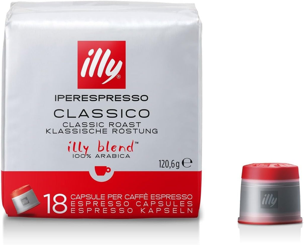 illy Coffee iperEspresso Capsules - Single-Serve Coffee Capsules & Pods - Single Origin Coffee Pods – Classico Medium Roast with Notes of Caramel - For iperEspresso Capsule Machines – 18 Count