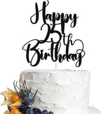Happy Birthday 25th Cake Topper，Men/Women 25th Birthday,25th Anniversary Party Cake Topper Decorations/Dinner Party Decorations (25)