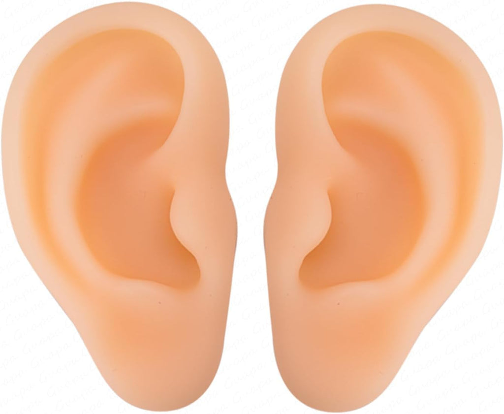 2PCS Realistic Silicone Ear Models – Soft Left & Right Fake Ears for Piercing Practice & Earring Display, Flexible Mannequin Mold for Artists & Retail Showcases (One Pair of Ear#1)