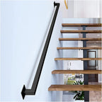 Metal Industrial Pipe Stair Handrail, 1ft-20ft Staircase Handrail, Black Galvanized Industrial Pipe Railing Indoor&Outdoor Stair Railing/Safety Handle with Wall Mount Support(2ft/60cm)