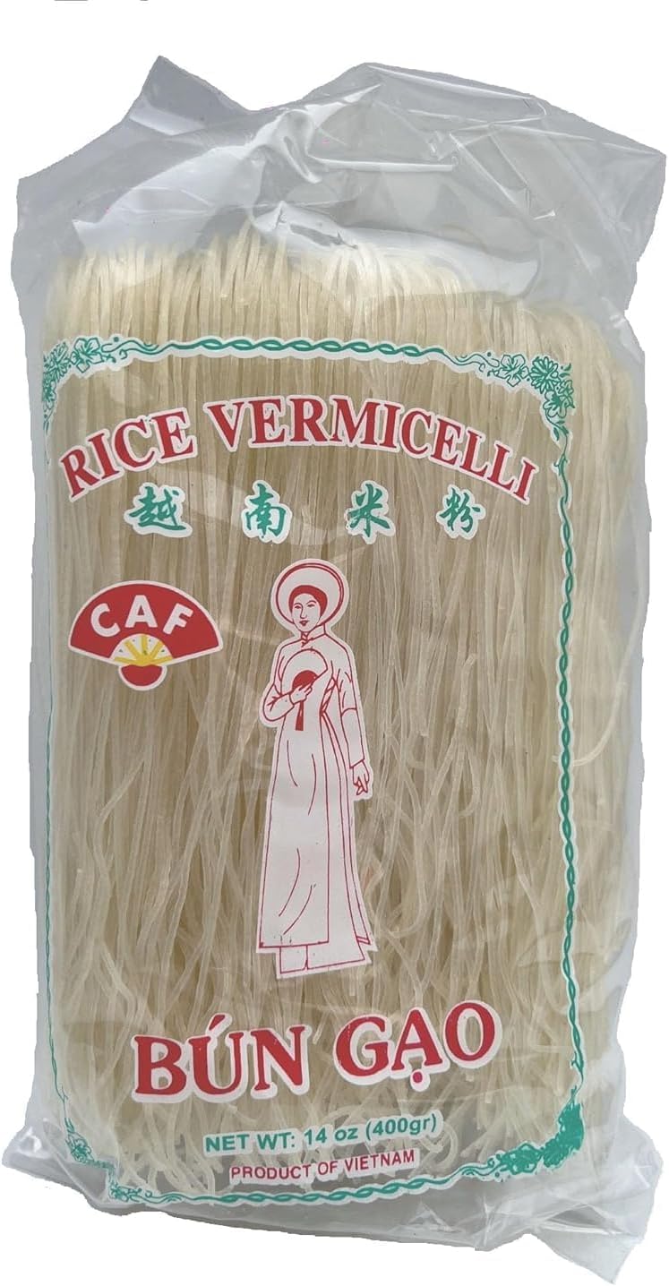 CAF Premium Vermicelli Noodles, Rice Vermicelli Noodles, Rice Sticks, Bun Gao, 14 Oz Gluten Free Pack of 1