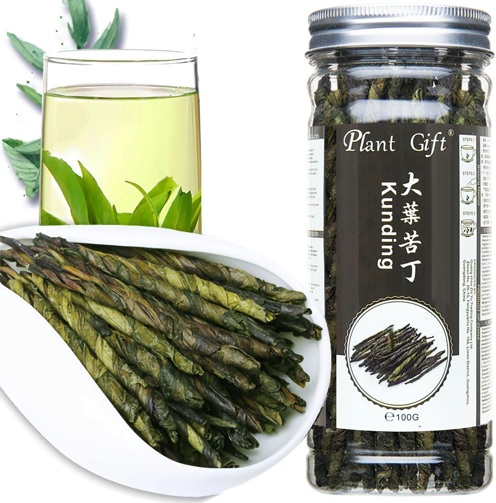 Plant Gift kuding Plus Tea 苦丁茶 Herbal Kuding Needle Ku ding Cha, Bitter Herbal Green Tea, Natural health Heat Ilex Kudingcha 100g/3.5oz