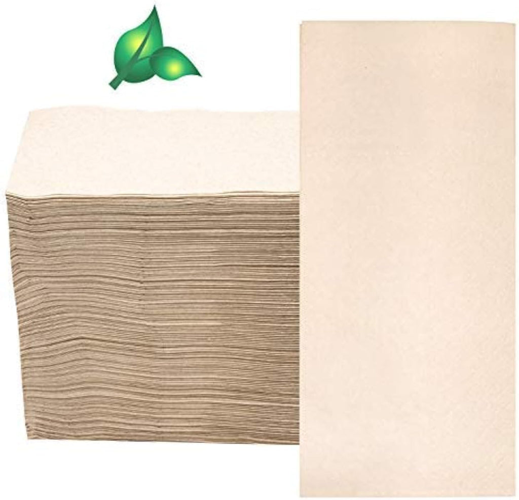 Compostable Biodegradable Unbleached Eco Napkins, 150 Kraft Recycled 15 x 16 Inch Disposable Dinner Napkin