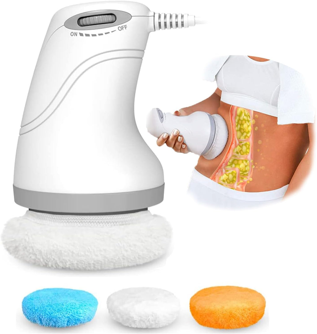Body Sculpting Machine Electric Cellulite Massager 3 Pads, Handheld Full Body Massage Machine for Back/Abdomen/Butt/Leg/Arms Deep Massage Relax with Rotaion Vibration Body SPA (White)